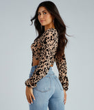Too Chic Burnout Leopard Tie-Front Top for 2023 festival outfits, festival dress, outfits for raves, concert outfits, and/or club outfits