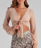 Somewhere Sweet Mesh Tie Front Crop Top