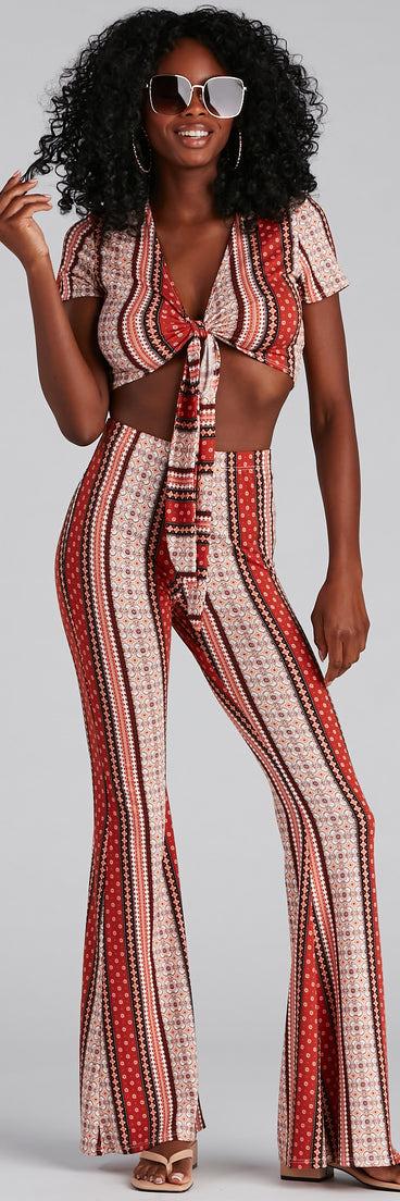 Stylish Tribe Tie-Front Crop Top is a trendy pick to create 2023 festival outfits, festival dresses, outfits for concerts or raves, and complete your best party outfits!