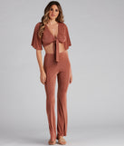 Flirty Flowy Sleeve Tie-Front Top is a trendy pick to create 2023 festival outfits, festival dresses, outfits for concerts or raves, and complete your best party outfits!