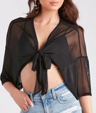 Sheer Elegance Mesh Tie Front Kimono