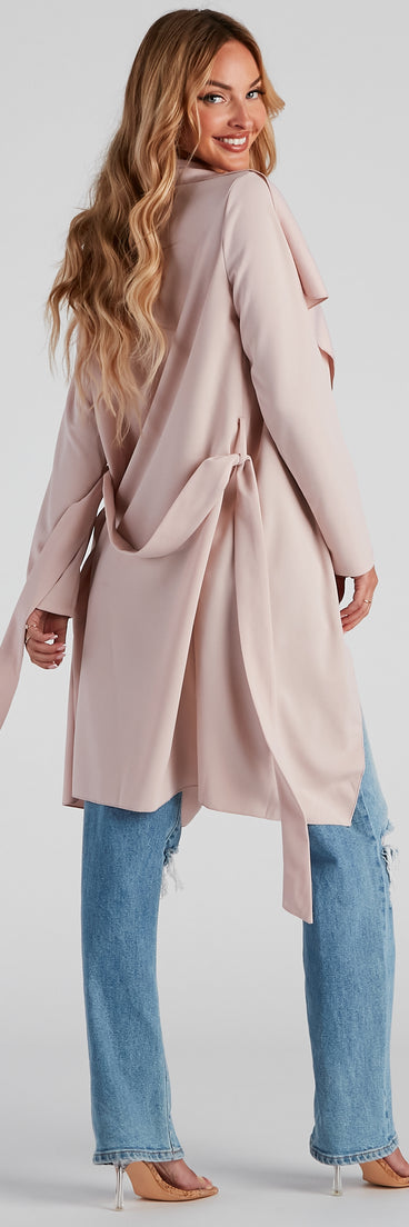In Business Crepe Tie-Waist Duster helps create the best summer outfit for a look that slays at any event or occasion!