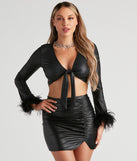 Edgy Demure Marabou Trim Top