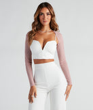 Glitter Mesh Knit Bolero is the perfect Homecoming look pick with on-trend details to make the 2023 HOCO dance your most memorable event yet!