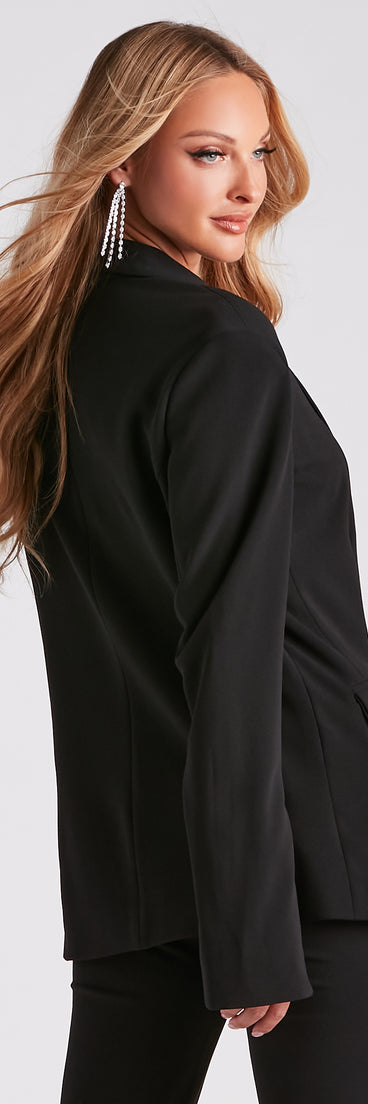Serious Sparkle Rhinestone Trim Blazer helps create the best summer outfit for a look that slays at any event or occasion!