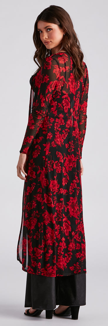 Sheer Intent Floral Mesh Duster helps create the best summer outfit for a look that slays at any event or occasion!