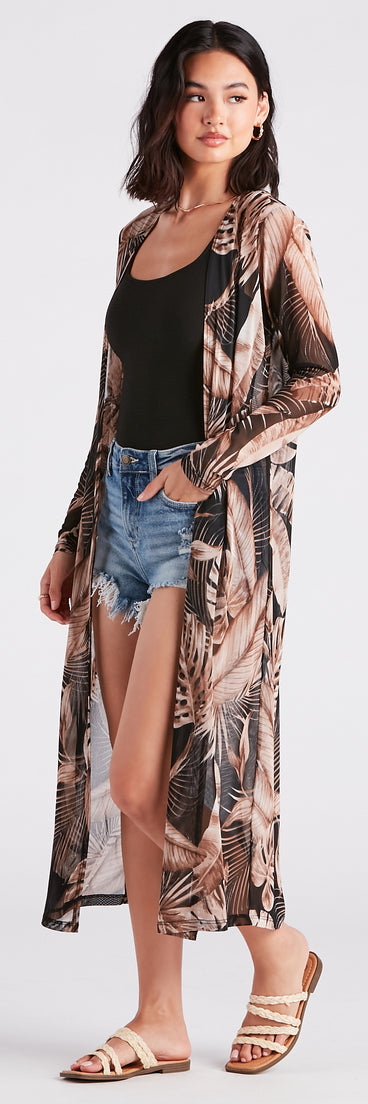 Feel The Breeze Palm Print Mesh Duster helps create the best summer outfit for a look that slays at any event or occasion!
