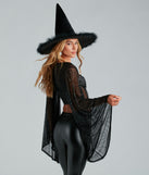 The Spellbinding Beauty Rhinestone Spiderweb Print Black Bolero is the perfect pick to create a sexy and unique witch costume for Halloween 2023.