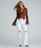 Trendy Textured Sheer Mesh Tie-Front Top