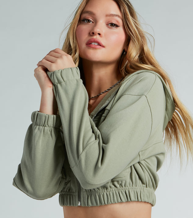 Red Collection Fave crop fleece hoodie