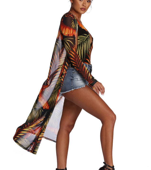 You’ll look stunning in the Tropic Touch Mesh Duster when paired with its matching separate to create a glam clothing set perfect for parties, date nights, concert outfits, back-to-school attire, or for any summer event!