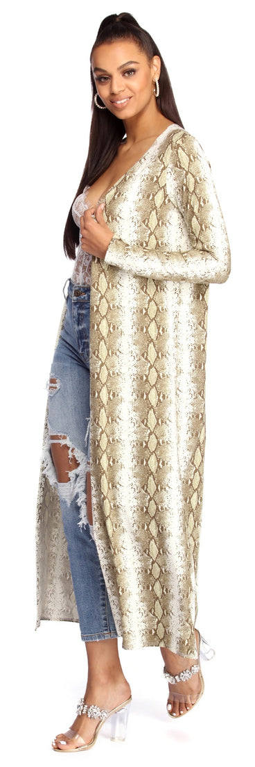 Brushed Knit Snakeskin Duster for 2022 festival outfits, festival dress, outfits for raves, concert outfits, and/or club outfits