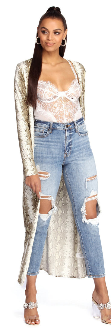 Brushed Knit Snakeskin Duster for 2022 festival outfits, festival dress, outfits for raves, concert outfits, and/or club outfits