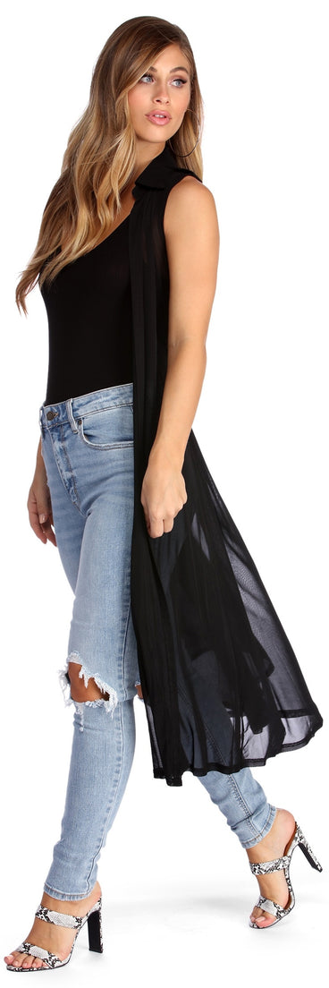 In The Sheer Mesh Vest Duster for 2022 festival outfits, festival dress, outfits for raves, concert outfits, and/or club outfits