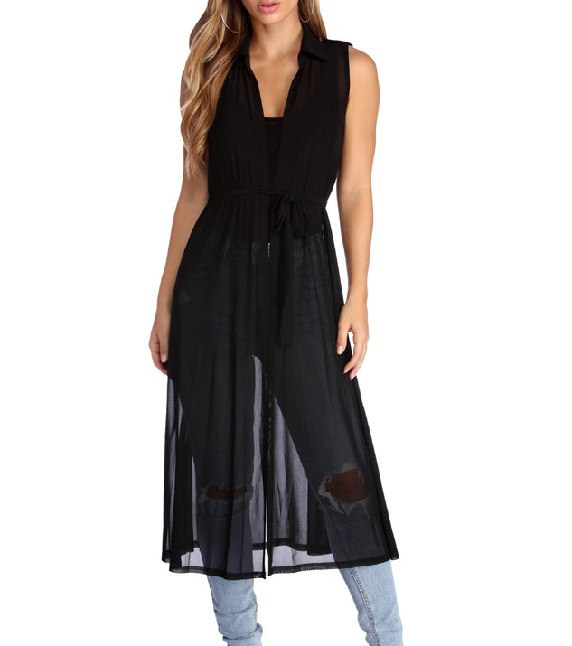 In The Sheer Mesh Vest Duster for 2022 festival outfits, festival dress, outfits for raves, concert outfits, and/or club outfits