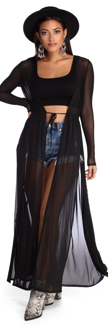 Sheer-ly On Trend Mesh Duster for 2022 festival outfits, festival dress, outfits for raves, concert outfits, and/or club outfits