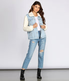 Sherpa Sleeve Denim Jacket is a trendy pick to create 2023 festival outfits, festival dresses, outfits for concerts or raves, and complete your best party outfits!