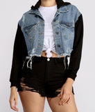 On The Road Denim Cropped Hoodie helps create the best summer outfit for a look that slays at any event or occasion!