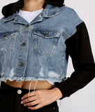 On The Road Denim Cropped Hoodie helps create the best summer outfit for a look that slays at any event or occasion!
