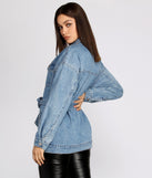 Classic Belted Denim Jacket for 2023 festival outfits, festival dress, outfits for raves, concert outfits, and/or club outfits