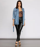 Classic Belted Denim Jacket for 2023 festival outfits, festival dress, outfits for raves, concert outfits, and/or club outfits
