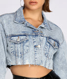 Frayed So Acid Wash Cropped Denim Jacket is a trendy pick to create 2024 concert outfits, festival dresses, outfits for raves, or to complete your best party outfits or clubwear!