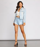 Basic Vibes Denim Jacket is a trendy pick to create 2023 festival outfits, festival dresses, outfits for concerts or raves, and complete your best party outfits!