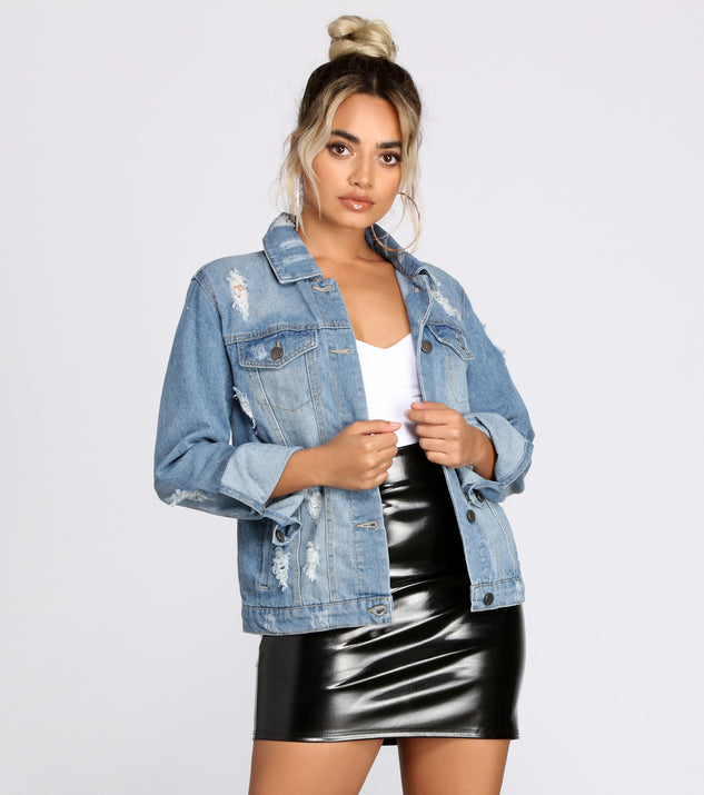 Keepin' It Casual Denim Jacket is a trendy pick to create 2023 festival outfits, festival dresses, outfits for concerts or raves, and complete your best party outfits!
