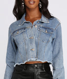 Eye Catcher Sparkling Denim Cropped Jacket is a trendy pick to create 2023 festival outfits, festival dresses, outfits for concerts or raves, and complete your best party outfits!