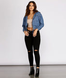 Hooded Denim Bomber Jacket helps create the best summer outfit for a look that slays at any event or occasion!