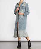 Stylishly Destructed Long Line Denim Jacket helps create the best summer outfit for a look that slays at any event or occasion!