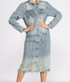 Stylishly Destructed Long Line Denim Jacket helps create the best summer outfit for a look that slays at any event or occasion!