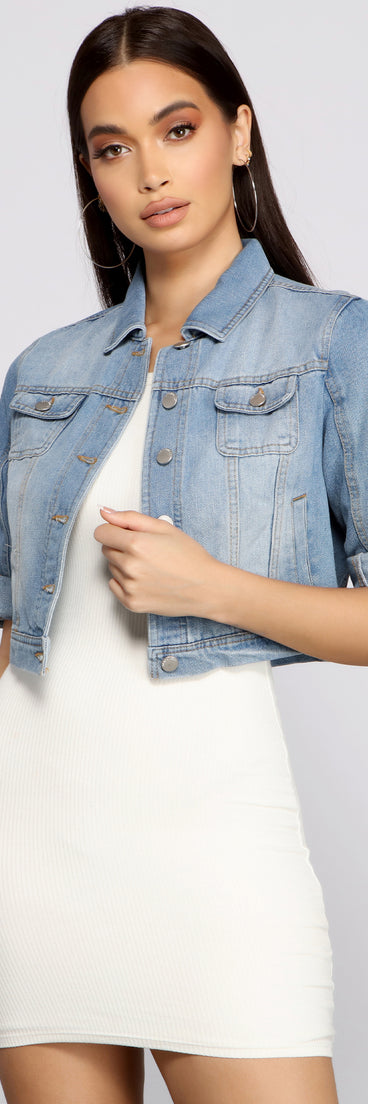 Your Go To Cropped Denim Jacket helps create the best summer outfit for a look that slays at any event or occasion!