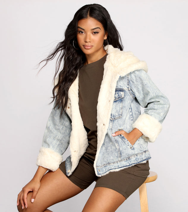 Amazon.com: Women Denim Jacket with Fur Thicken Warm Wool Outwear Winter  Parka Shacket Sherpa Fleece Lined Hooded Denim Jean Jacket Coat : Clothing,  Shoes & Jewelry