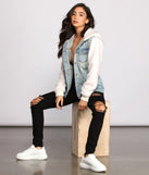 Cozy Casual Vibe Sherpa Denim Jacket for 2023 festival outfits, festival dress, outfits for raves, concert outfits, and/or club outfits
