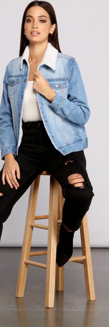 Cozy Cutie Sherpa Knit Denim Jacket helps create the best summer outfit for a look that slays at any event or occasion!