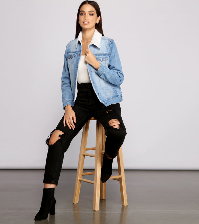 Cozy Cutie Sherpa Knit Denim Jacket helps create the best summer outfit for a look that slays at any event or occasion!