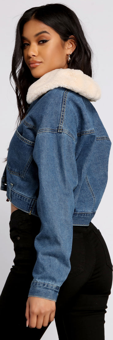 Fab N' Cozy Faux Fur Denim Jacket helps create the best summer outfit for a look that slays at any event or occasion!
