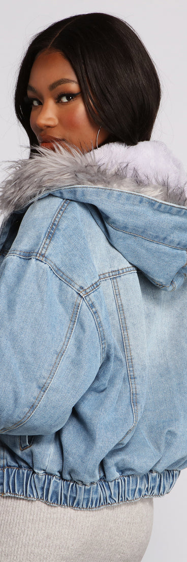 Casual And Cozy Hooded Denim Jacket for 2023 festival outfits, festival dress, outfits for raves, concert outfits, and/or club outfits