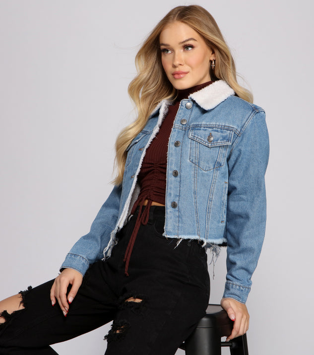 All the Feels Sherpa Lined Denim Jacket helps create the best summer outfit for a look that slays at any event or occasion!