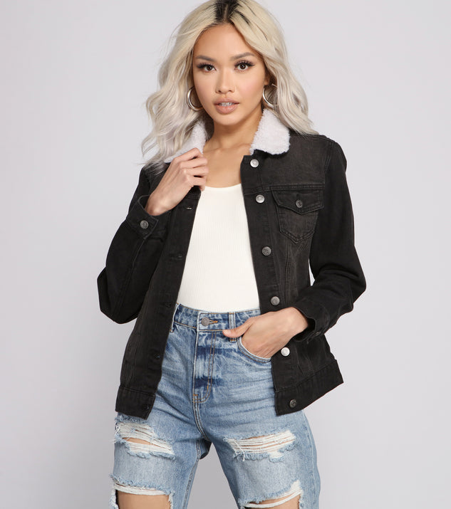 Cozy And Casual Sherpa Denim Jacket helps create the best summer outfit for a look that slays at any event or occasion!