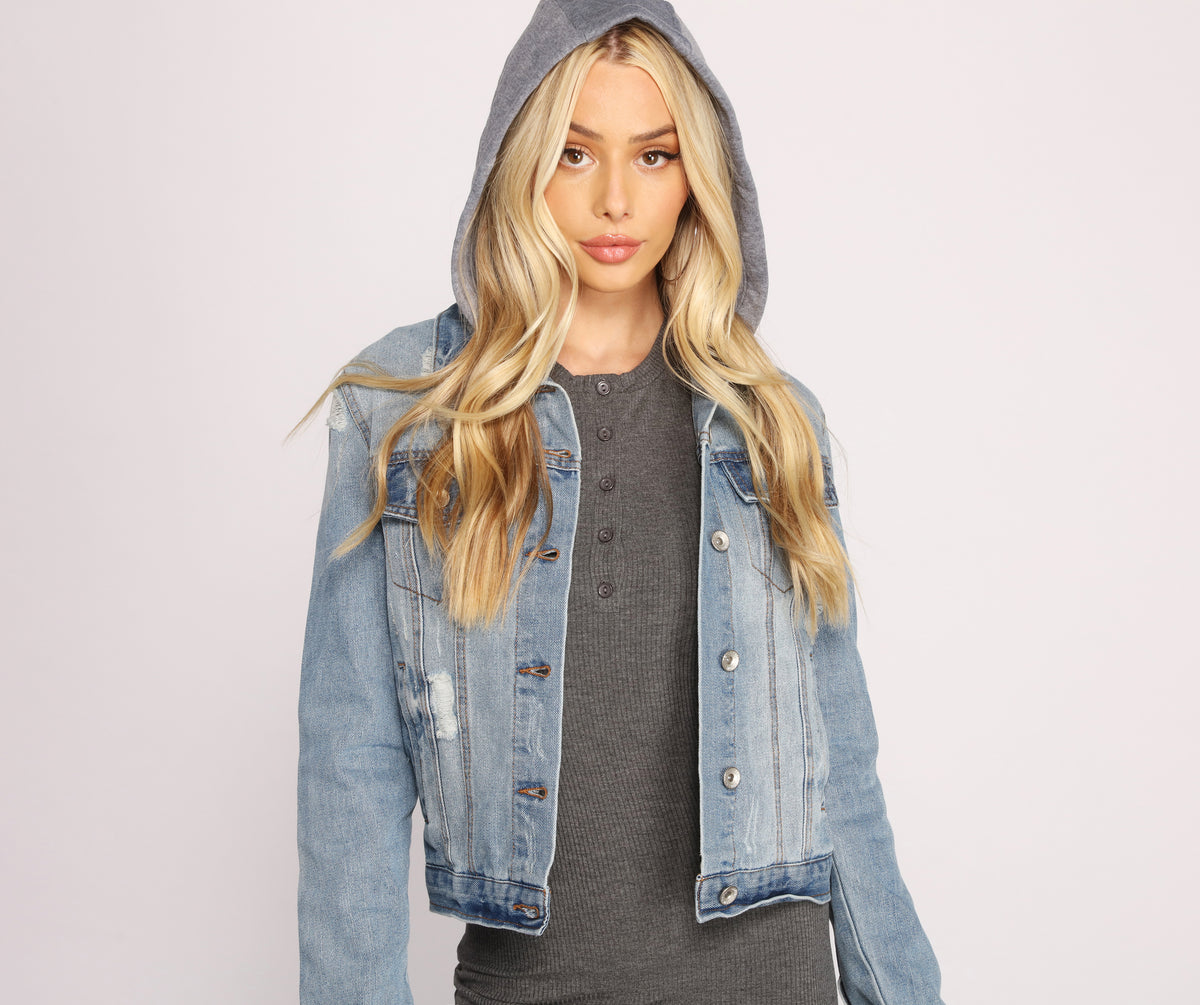 Cute And Casual Hooded Denim Jacket