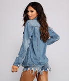 Trendy Destructed Oversized Denim Jacket helps create the best summer outfit for a look that slays at any event or occasion!