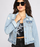 Everyday Chic Basic Denim Jacket is a trendy pick to create 2023 festival outfits, festival dresses, outfits for concerts or raves, and complete your best party outfits!