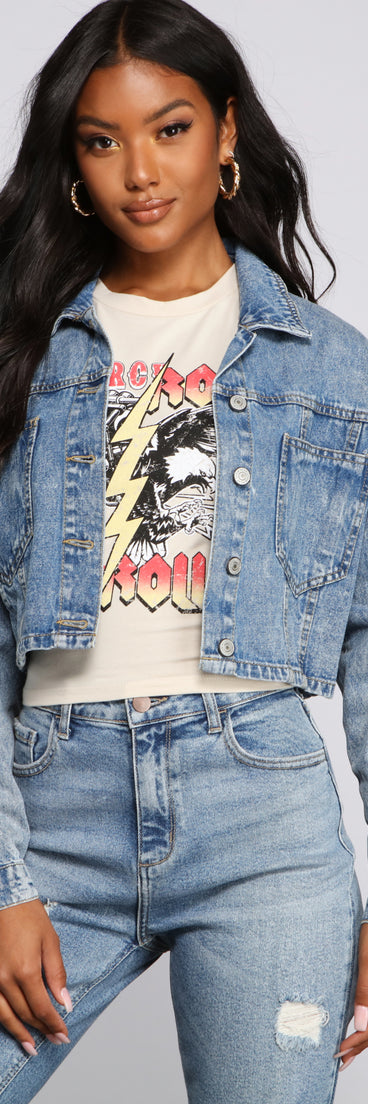 The Next Level Cropped Denim Jacket is a trendy pick to create 2023 festival outfits, festival dresses, outfits for concerts or raves, and complete your best party outfits!