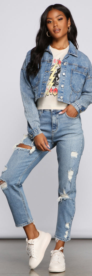 The Next Level Cropped Denim Jacket is a trendy pick to create 2023 festival outfits, festival dresses, outfits for concerts or raves, and complete your best party outfits!