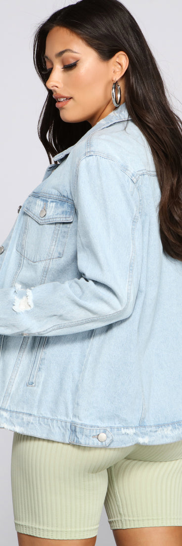 Destructed Diva Oversized Denim Jacket helps create the best summer outfit for a look that slays at any event or occasion!