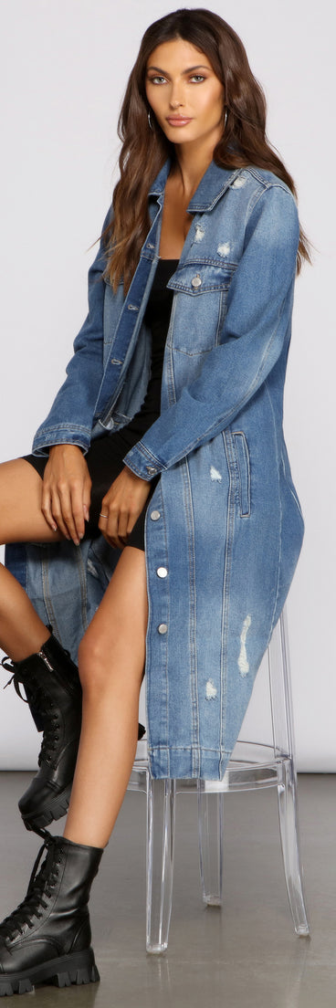 Such A Vibe Long-Line Denim Jacket helps create the best summer outfit for a look that slays at any event or occasion!
