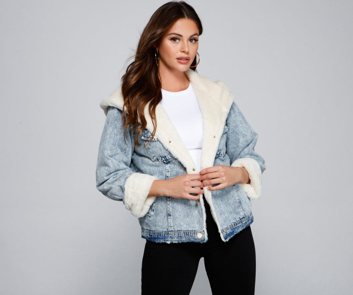 Windsor All the Feels Faux Fur Lined Denim Jacket