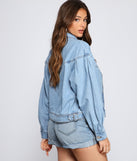 Casual Trendsetter Oversized Denim Jacket for 2023 festival outfits, festival dress, outfits for raves, concert outfits, and/or club outfits